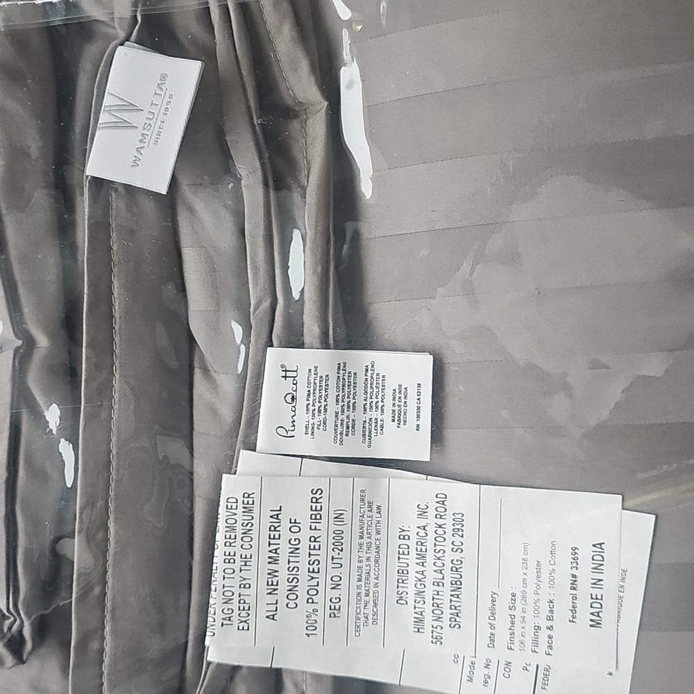 RARE Wamsutta REVERSIBLE PIMA COTTON Damask Stripe KING Comforter Set GRAY - Picture 10 of 12